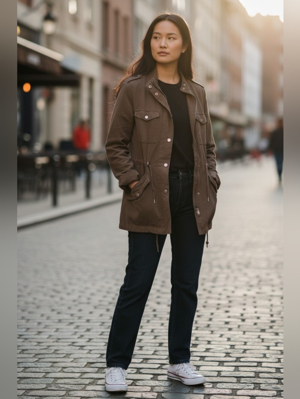 Women's Brown Utility Jacket - Casual Anorak Coat - Picture 1 of 6